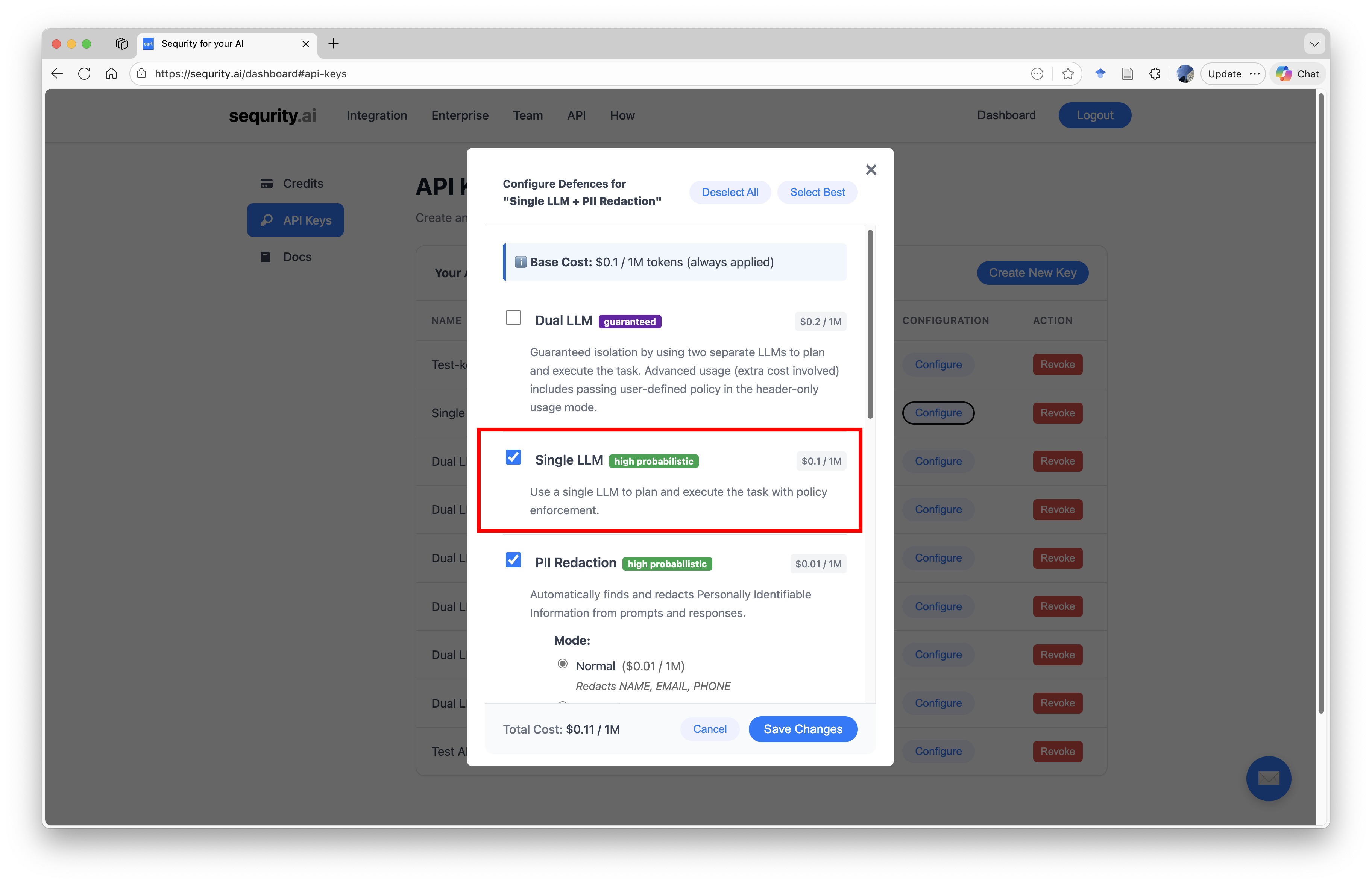 Select Single-LLM in Dashboard